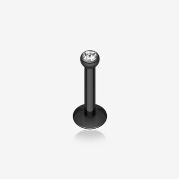 Colorline Gem Ball Internally Threaded Labret-Black/Clear